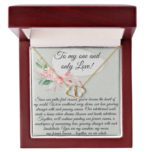 Necklace with message card (18K Solid Gold) Light Blue - To My One and Only Love!