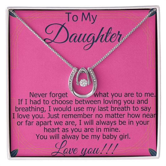 Necklace with message card (Heart in Heart pendant White and  Yellow Gold) Roseatte Series - To My Darling Daughter!