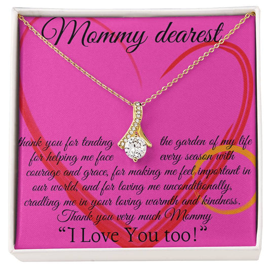 Necklace with message card (Alluring Beauty pendant White and Yellow Gold) - Mommy Dearest!