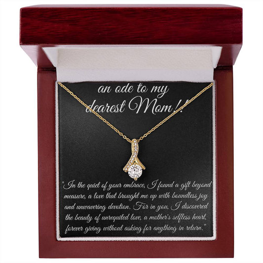 Necklace with message card (Alluring Beauty pendant White and Yellow Gold) - An Ode to Mom!