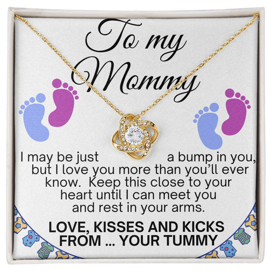 Necklace with Message Card (Love Knot pendant)- To my Mommy from your Tummy