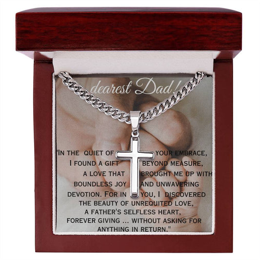 Necklace with message card (Cross Pendant) - Dearest Dad!