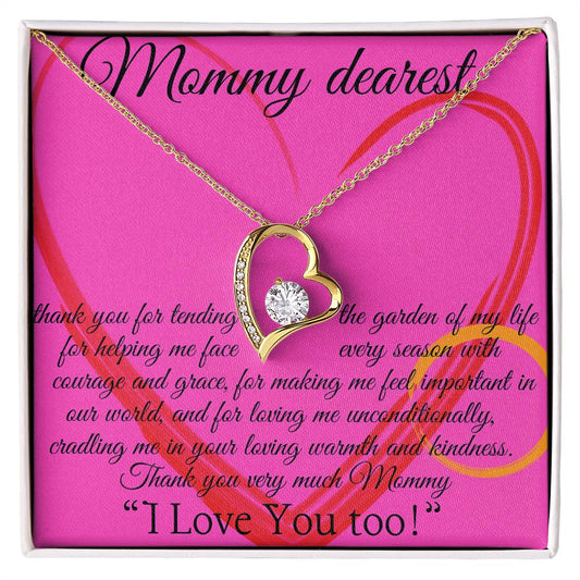 Necklace with message card (Forever Love pendant White and Yellow Gold) - Mommy Dearest!