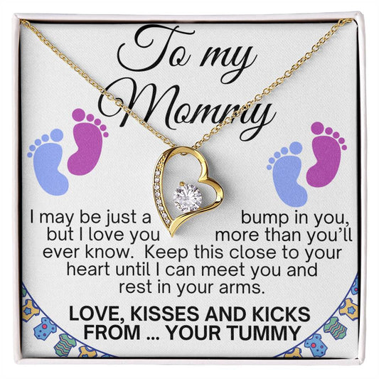 Necklace with Message Card (Forever Love pendant)- To my Mommy from your Tummy